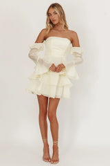 Giavana Off-Shoulder Layered Mini Dress Cream