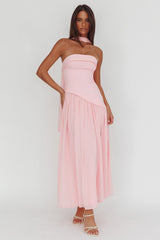 Mariabella Asymmetric Bodice Maxi Dress Pink