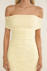 Kiarna Off-Shoulder Mesh Maxi Dress Butter
