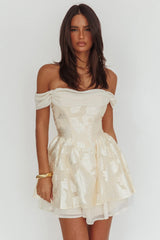 Lusting Off Shoulder Mini Dress Cream
