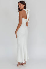 Fire Of Stars Halterneck Midi Dress White