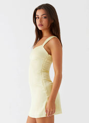 Odette Satin Mini Dress - Yellow
