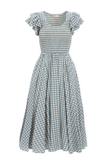 Hattie Dress in Dusty Teal Gingham