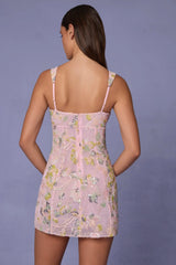 Embellished A-line Mini Dress in Soft Pink