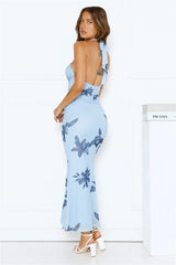 Petal Dusk Mesh Halter Maxi Dress