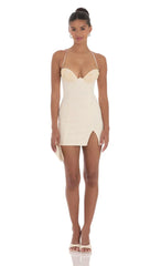 Floral Bust Fit and Flare Dress in Cream