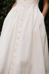 Nelly Dress in White Denim