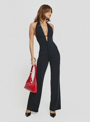 Rinaldi Plunge Neck Jumpsuit Black