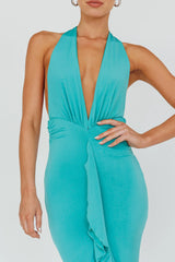 Zaphirah Halterneck Ruffle Dress Jade