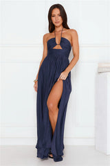 Hibiscus Hues Halter Maxi Dress