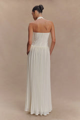 Stacie Pleated Halter Maxi Dress - Ivory