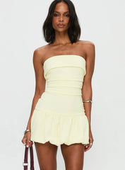 Mousse Strapless Mini Dress Lemon