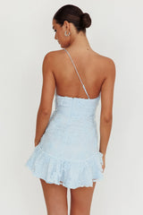 Lilah One Shoulder Embellished Dress Steel Blue