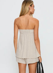 Jetsetter Strapless Playsuit Beige Stripe