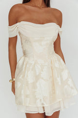 Lusting Off Shoulder Mini Dress Cream