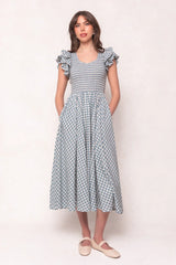 Hattie Dress in Dusty Teal Gingham