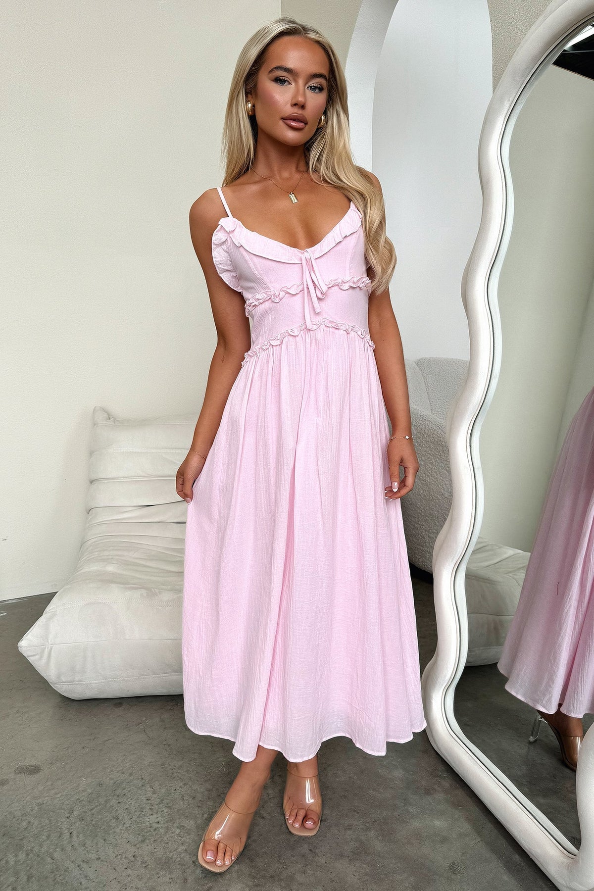Nicola Midi Dress - Baby Pink
