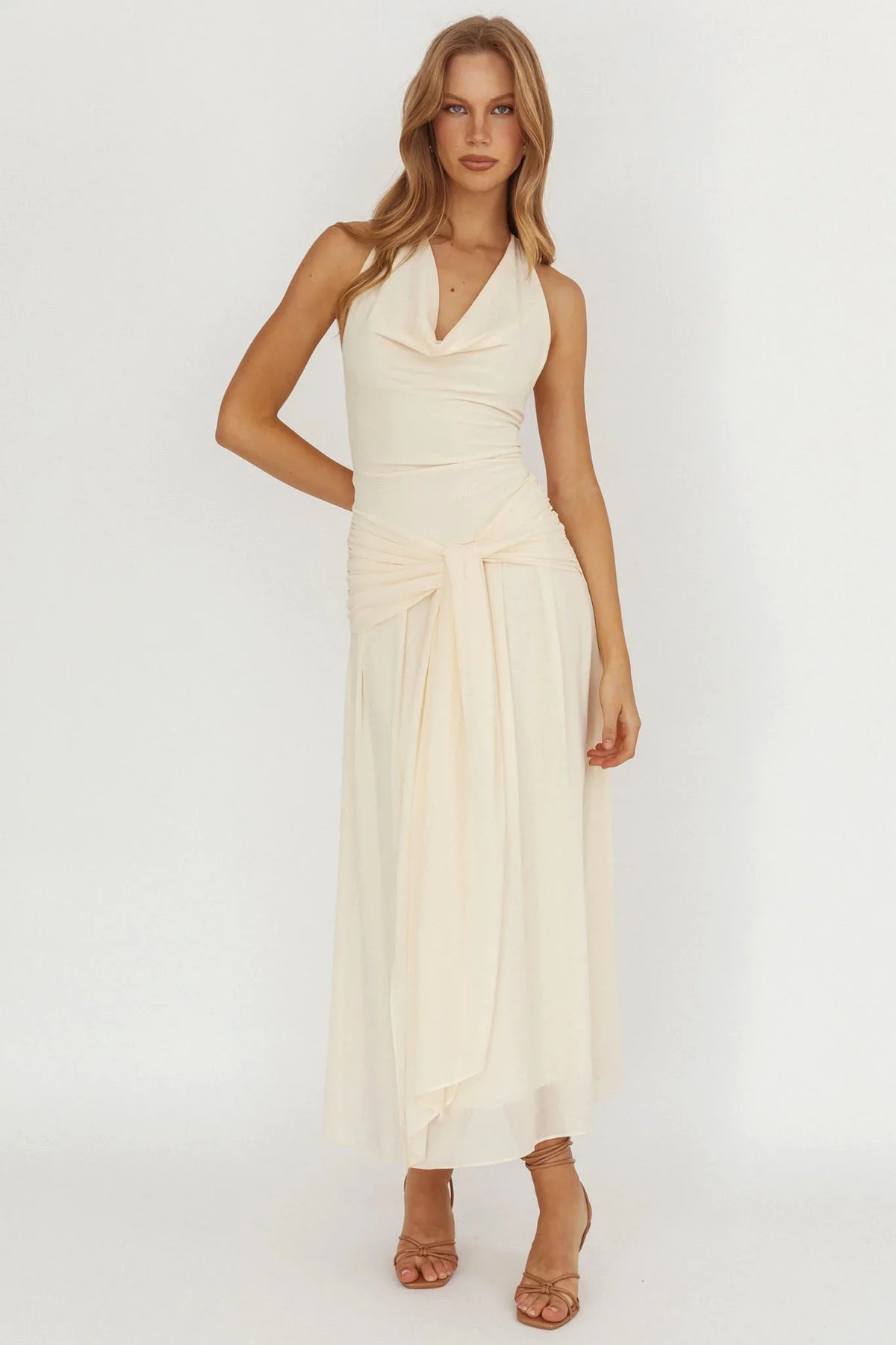 Maretha Cowl Halterneck Maxi Dress Butter