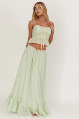 Maidens Tie Detail Overlock Maxi Skirt Sage