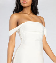 Classics Lover Off-The-Shoulder Satin A-Line Mini Dress