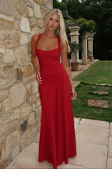 Alara Lace-Up Back Dress - Burgundy