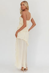 Gelina One-Shoulder Frill Trim Maxi Dress Butter