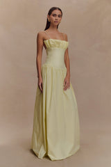 Janis Cotton Frill Maxi Dress - Lemon