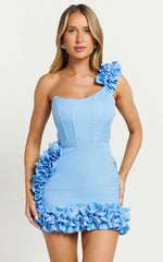 Amalie The Label - Valencia One Shoulder Ruffle Detail Mini Dress