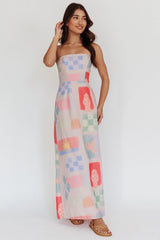 Eastern Sun Strapless Abstract Print Maxi Dress Multi