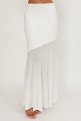 Somewhere New Half Sheer Maxi Skirt White