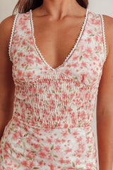 Loveletters Shirred Crop Top Floral Pink