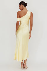 Floret Asymmetric Neckline Midi Dress Butter