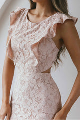 Jackie Pinafore Floral Lace Dress Pink