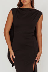 Looks Of Love Shoulder Sash Maxi Dress Black