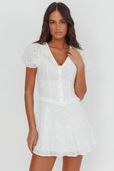 Aylin Collared Eyelet Mini Dress White