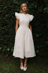 Nelly Dress in White Denim