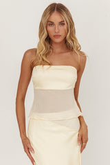 Jerica Strapless Sheer Waist Top Butter