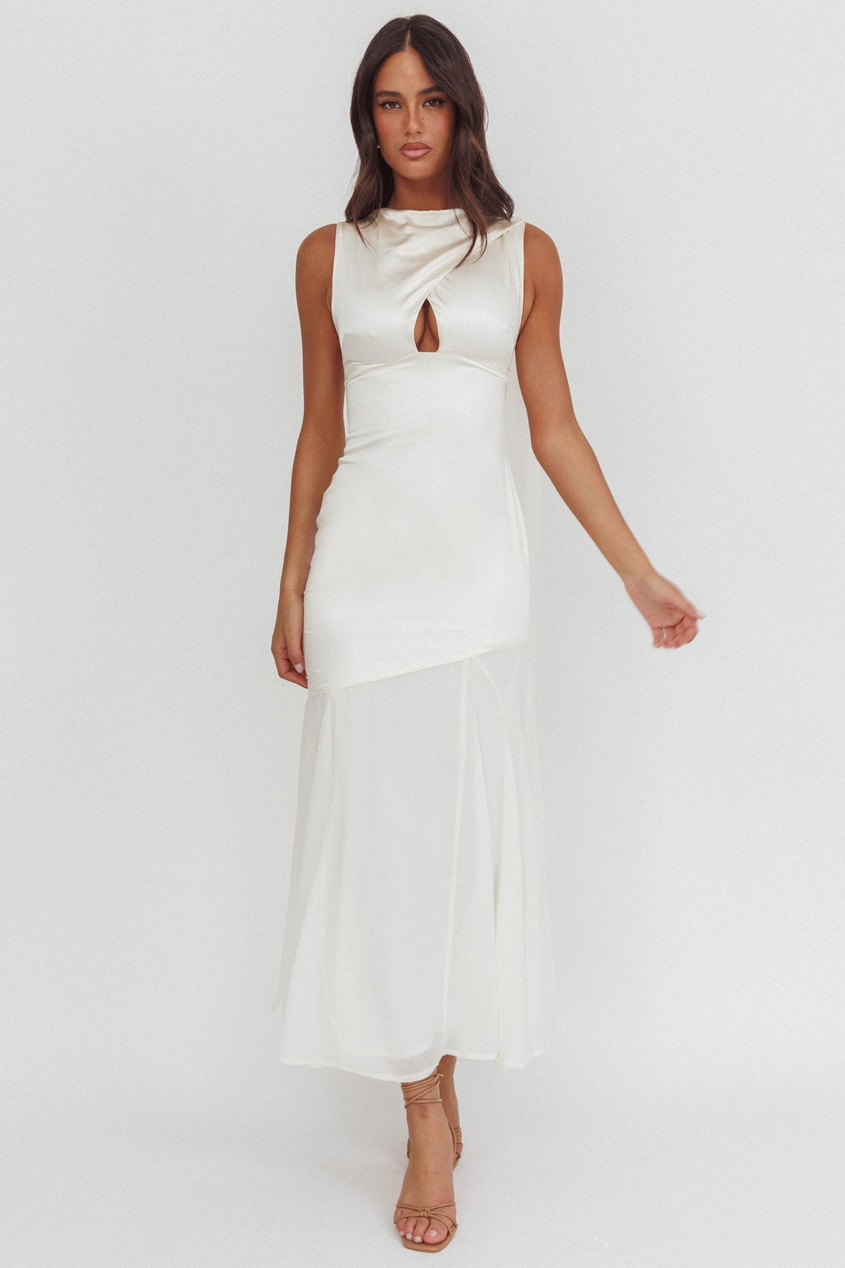 Meliza Keyhole Bust Maxi Dress Oyster