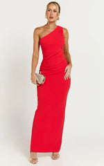 Criselda Maxi Dress One Shoulder Maxi Dress in Red