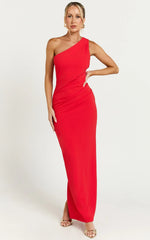 Criselda Maxi Dress One Shoulder Maxi Dress in Red