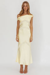 Revelation Off-Shoulder Lace Trim Maxi Dress Butter