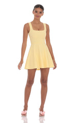 Back Bow A-Line Dress in Yellow