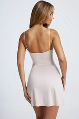 Hardware Detail A-Line Mini Dress in Sky Grey