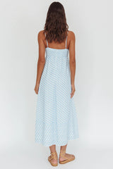 Shirley Square Neckline Maxi Dress Print Light Blue