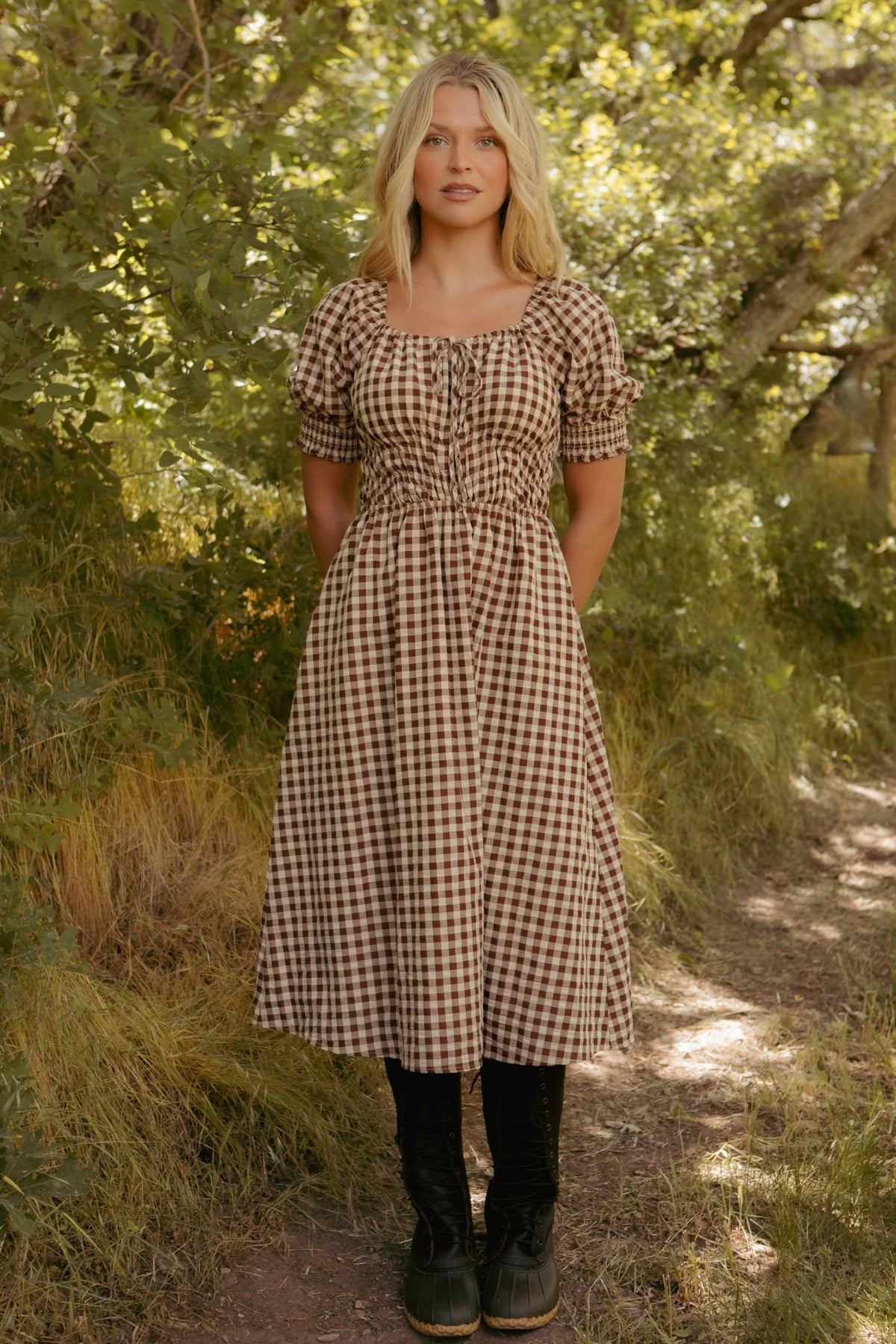 Kaitlyn Dress in Chocolate Gingham
