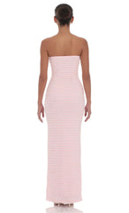 Strapless Ruffle Maxi Dress in Pink
