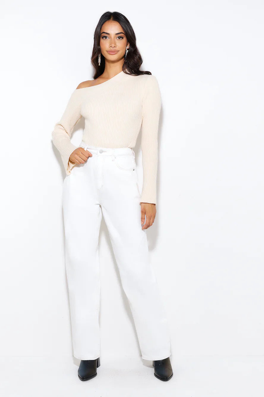 Winter Date Knitted Top Beige