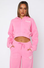 Offstage Cropped Zip Hoodie Bubblegum