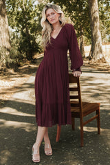 Lainey Smocked Dotted Midi Dress | Mulberry