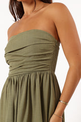 Kayt Strapless Dress - Olive Green